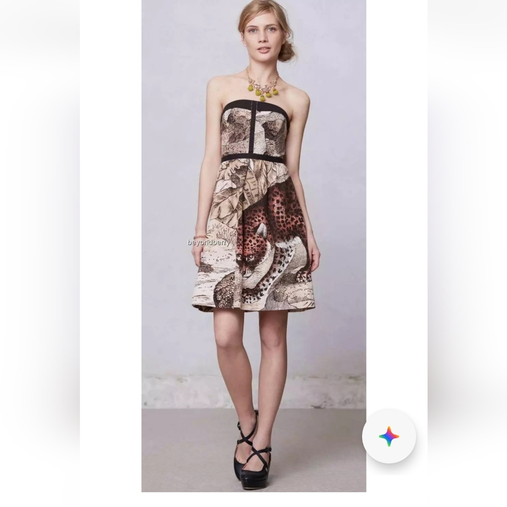 Anthropologie Leifsdottir Felidae Safari leopard print fit and flare dress 8